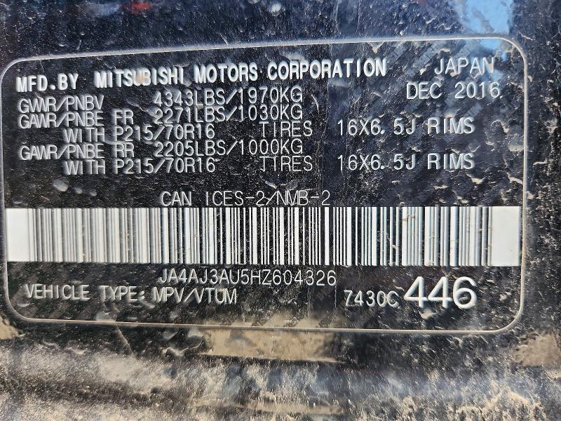 Продаж на аукціоні авто 2017 Mitsubishi Rvr, vin: JA4AJ3AU5HZ604326, номер лоту: 52699176