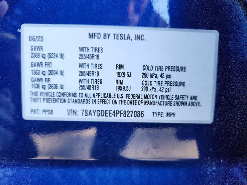 57564566 :رقم المزاد ، 7SAYGDEE4PF827086 vin ، 2023 Tesla Model Y مزاد بيع
