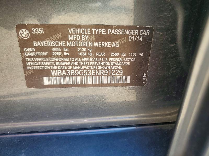 Продажа на аукционе авто 2014 Bmw 335, vin: WBA3B9G53ENR91229, номер лота: 55504566