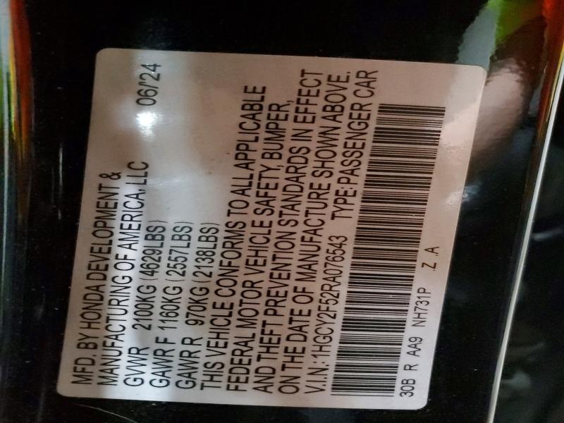 Продажа на аукционе авто 2024 Honda Accord, vin: 1HGCY2F52RA076543, номер лота: 55573656