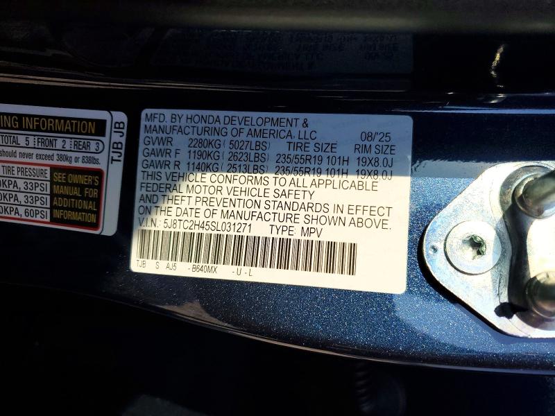 2025 Acura Rdx მანქანა იყიდება აუქციონზე, vin: 5J8TC2H45SL031271, აუქციონის ნომერი: 57083006