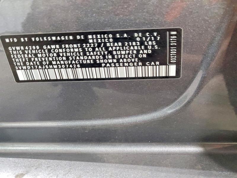 Продажа на аукционе авто 2017 Volkswagen Jetta, vin: 3VWD17AJ5HM307426, номер лота: 56326716
