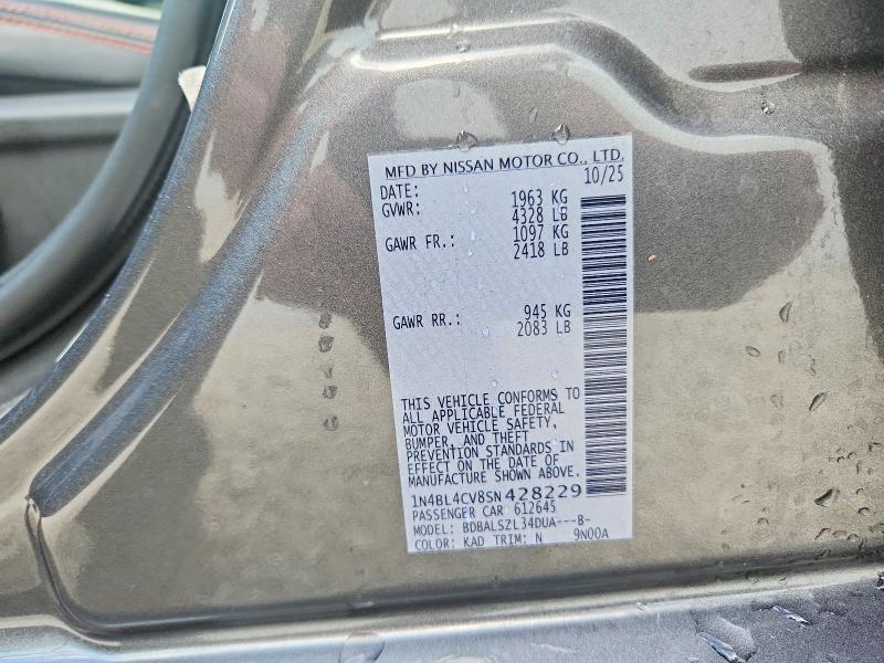 Aukcja sprzedaży 2025 Nissan Altima, vin: 1N4BL4CV8SN428229, numer aukcji: 57405806
