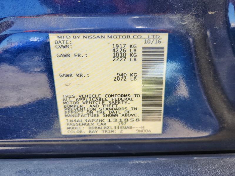 2017 Nissan Altima მანქანა იყიდება აუქციონზე, vin: 1N4AL3AP2HC131858, აუქციონის ნომერი: 48874836