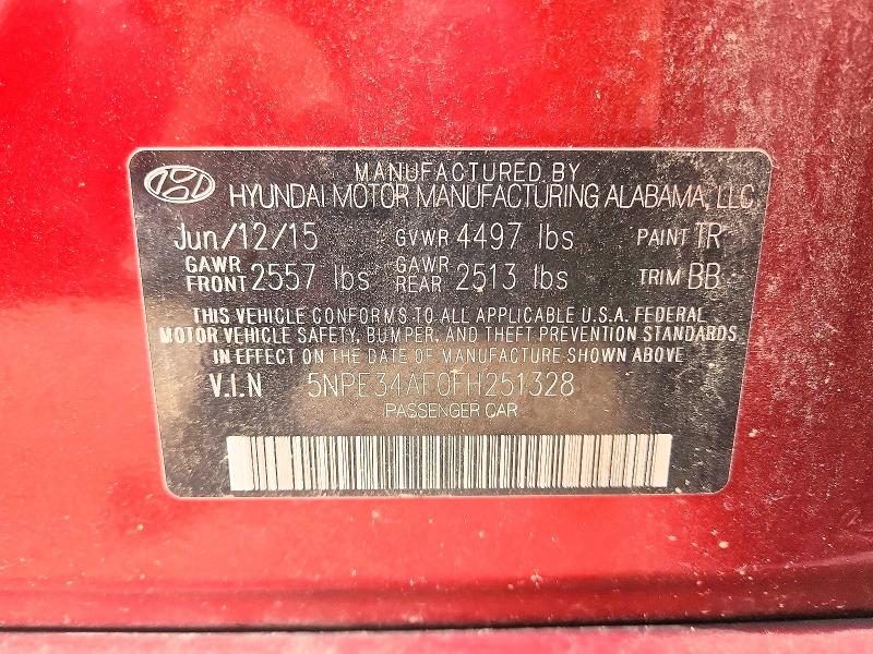 2015 Hyundai Sonata მანქანა იყიდება აუქციონზე, vin: 5NPE34AF0FH251328, აუქციონის ნომერი: 57048306