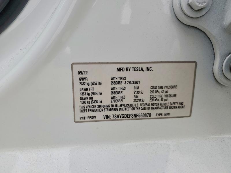 Продаж на аукціоні авто 2022 Tesla Model Y, vin: 7SAYGDEF3NF560870, номер лоту: 56266806
