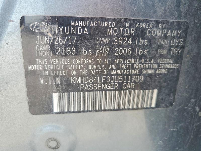 Продаж на аукціоні авто 2018 Hyundai Elantra, vin: KMHD84LF3JU511709, номер лоту: 57362996