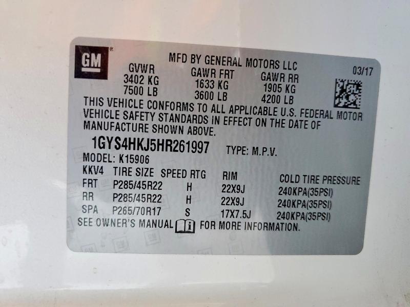 Продажа на аукционе авто 2017 Cadillac Escalade, vin: 1GYS4HKJ5HR261997, номер лота: 56476096