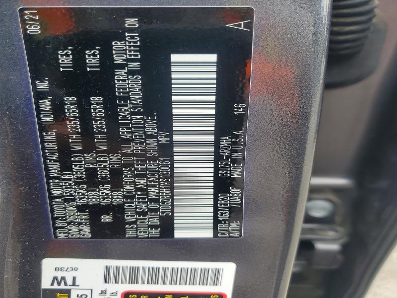 55680526 :رقم المزاد ، 5TDGZRBH1MS130061 vin ، 2021 Toyota Highlander مزاد بيع