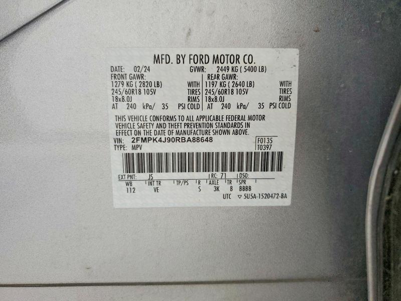 Продаж на аукціоні авто 2024 Ford Edge, vin: 2FMPK4J90RBA88648, номер лоту: 55822216