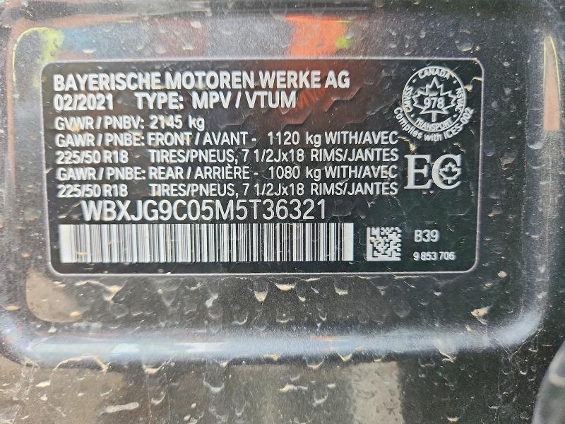 2021 Bmw X1 მანქანა იყიდება აუქციონზე, vin: WBXJG9C05M5T36321, აუქციონის ნომერი: 57733566