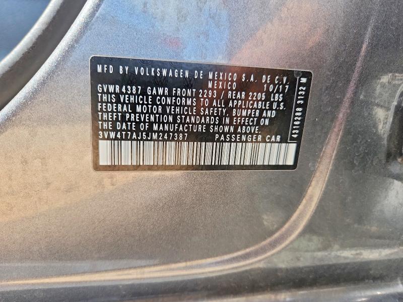 Aukcja sprzedaży 2018 Volkswagen Jetta, vin: 3VW4T7AJ5JM247387, numer aukcji: 58695476