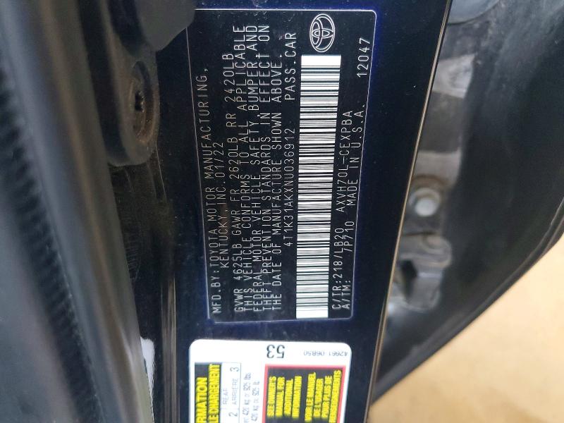 Продаж на аукціоні авто 2022 Toyota Camry, vin: 4T1K31AKXNU036912, номер лоту: 58328966