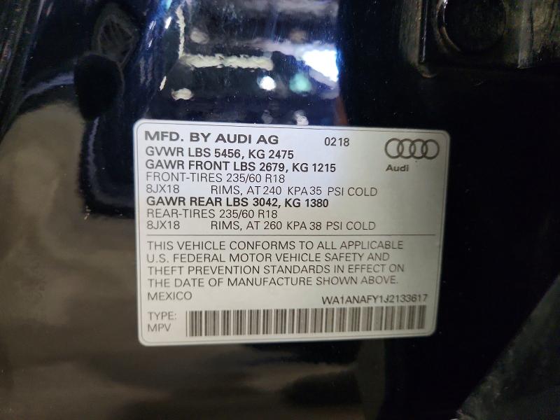 59085146 :رقم المزاد ، WA1ANAFY1J2133617 vin ، 2018 Audi Q5 مزاد بيع