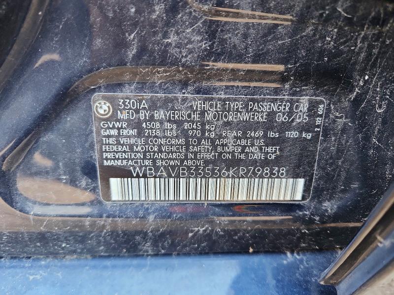 58029406 :رقم المزاد ، WBAVB33536KR79838 vin ، 2006 Bmw 330 مزاد بيع