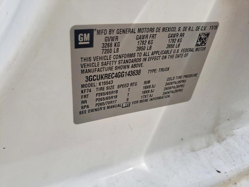 Продажа на аукционе авто 2016 Chevrolet Silverado, vin: 3GCUKREC4GG143638, номер лота: 57675346