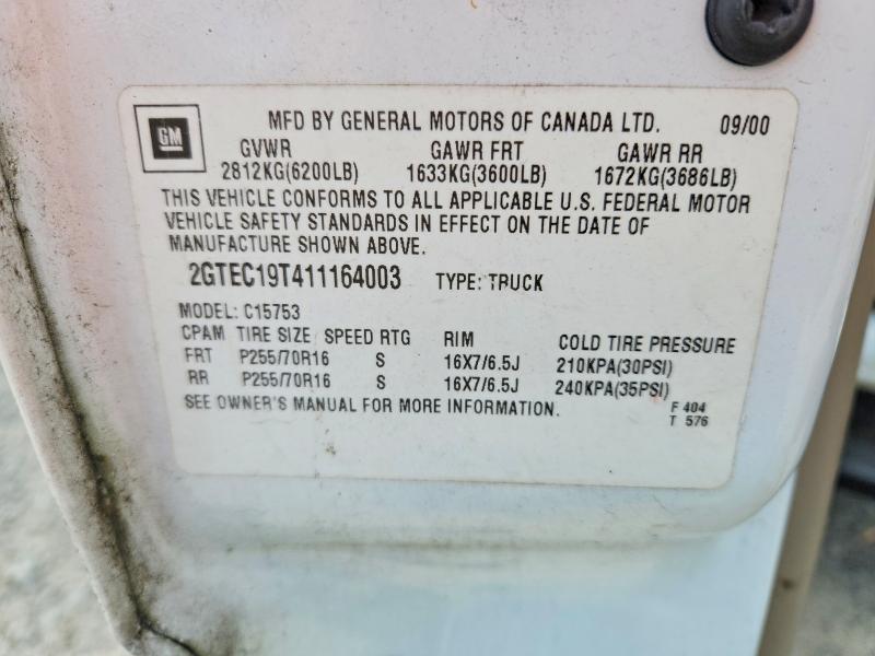 2001 Gmc New Sierra მანქანა იყიდება აუქციონზე, vin: 2GTEC19T411164003, აუქციონის ნომერი: 58399796