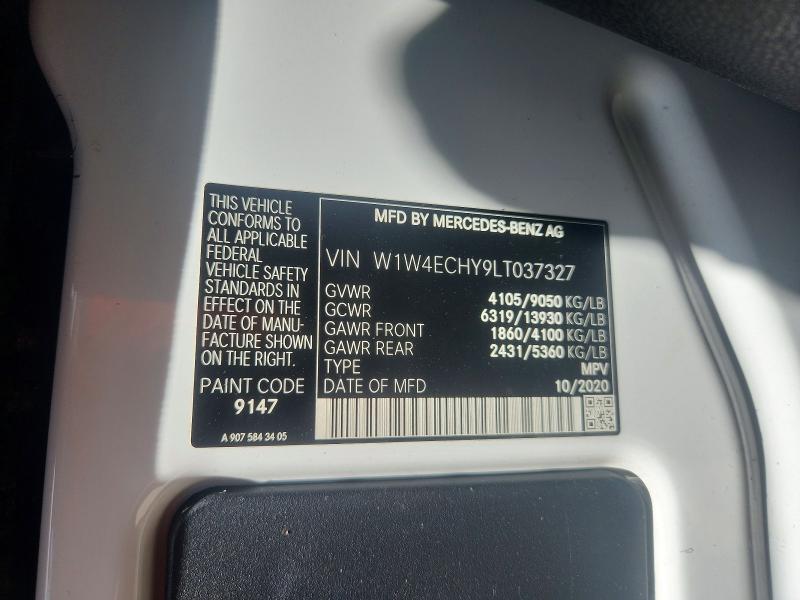 Aukcja sprzedaży 2020 Mercedes-benz Sprinter, vin: W1W4ECHY9LT037327, numer aukcji: 59127976