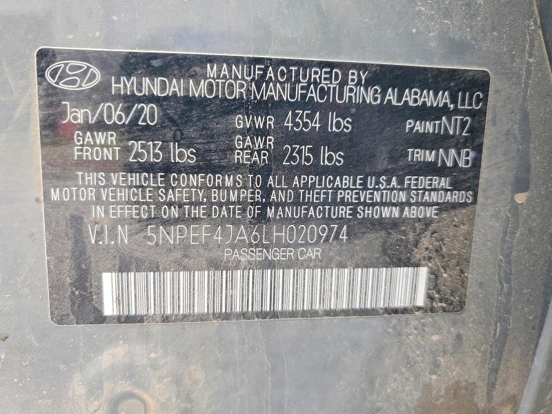 Продажа на аукционе авто 2020 Hyundai Sonata, vin: 5NPEF4JA6LH020974, номер лота: 56447696