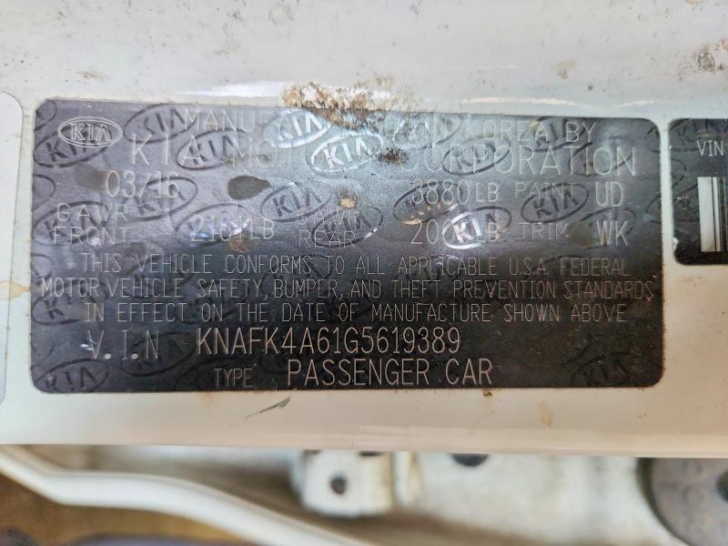 Aukcja sprzedaży 2016 Kia Forte, vin: KNAFK4A61G5619389, numer aukcji: 55631526