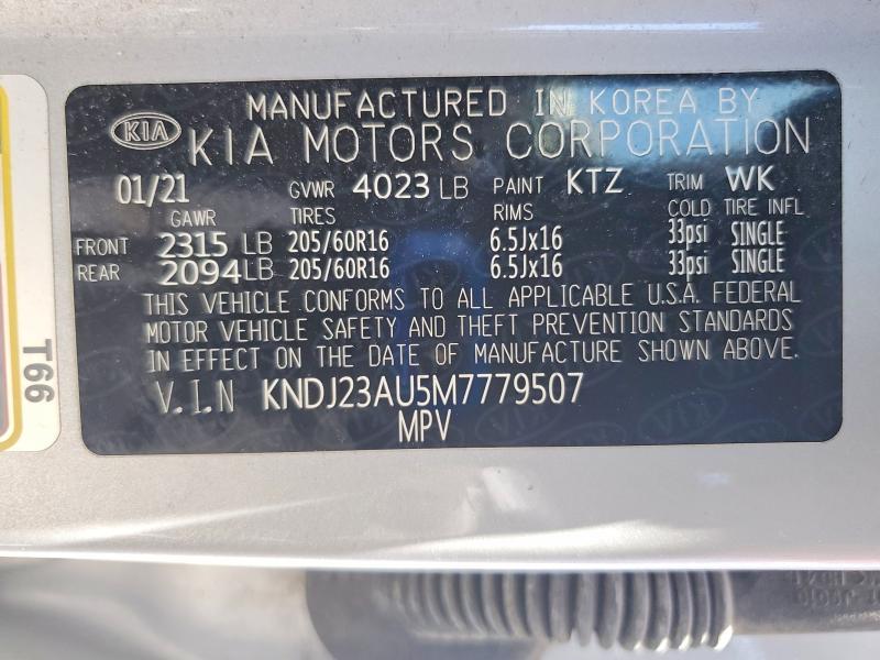 58839516 :رقم المزاد ، KNDJ23AU5M7779507 vin ، 2021 Kia Soul مزاد بيع