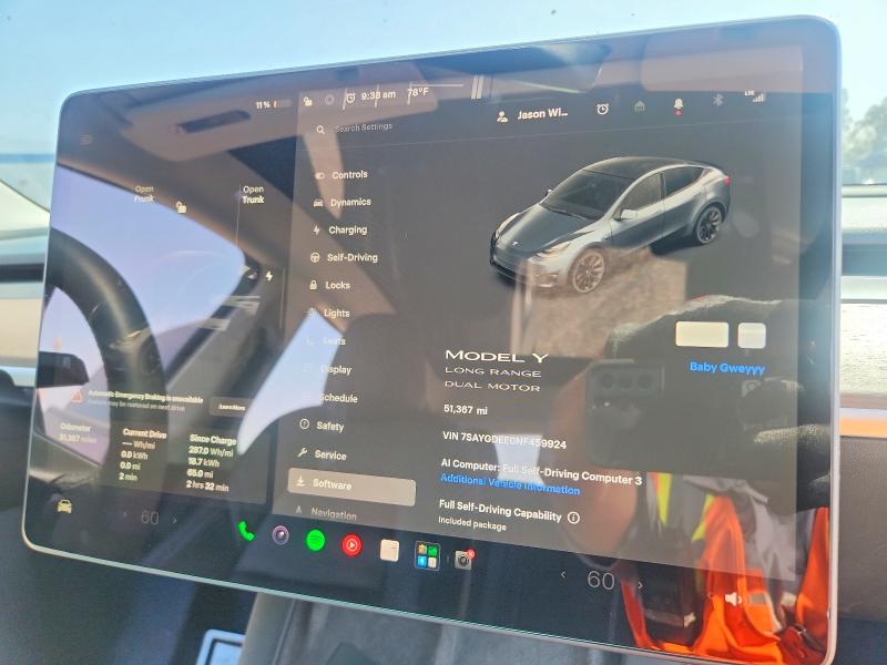 Продажа на аукционе авто 2022 Tesla Model Y, vin: 7SAYGDEE0NF459924, номер лота: 57265366