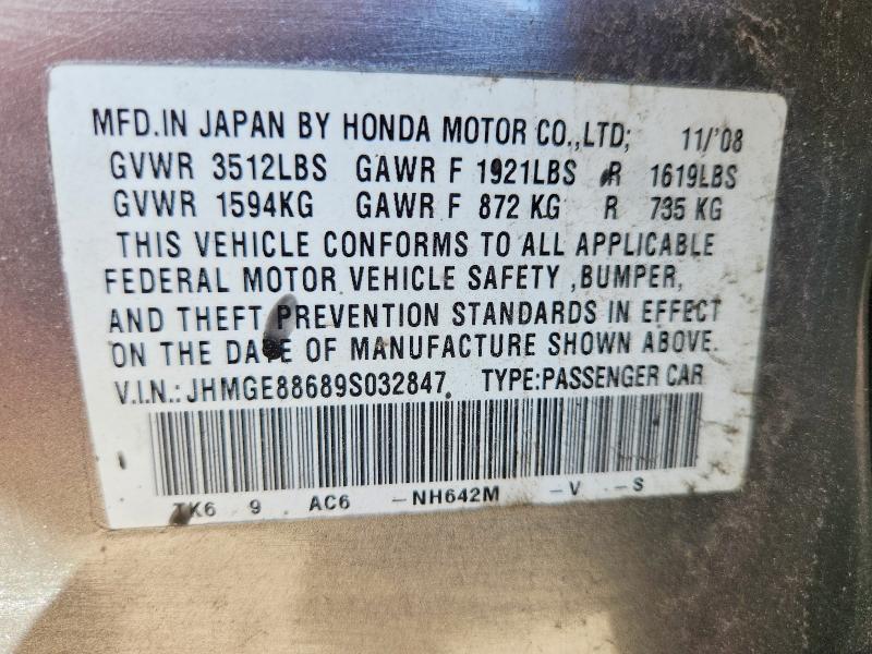 Aukcja sprzedaży 2009 Honda Fit, vin: JHMGE88689S032847, numer aukcji: 55818006