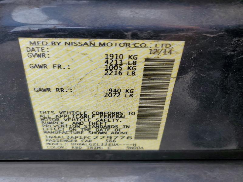Продаж на аукціоні авто 2015 Nissan Altima, vin: 1N4AL3AP1FC229776, номер лоту: 55141736