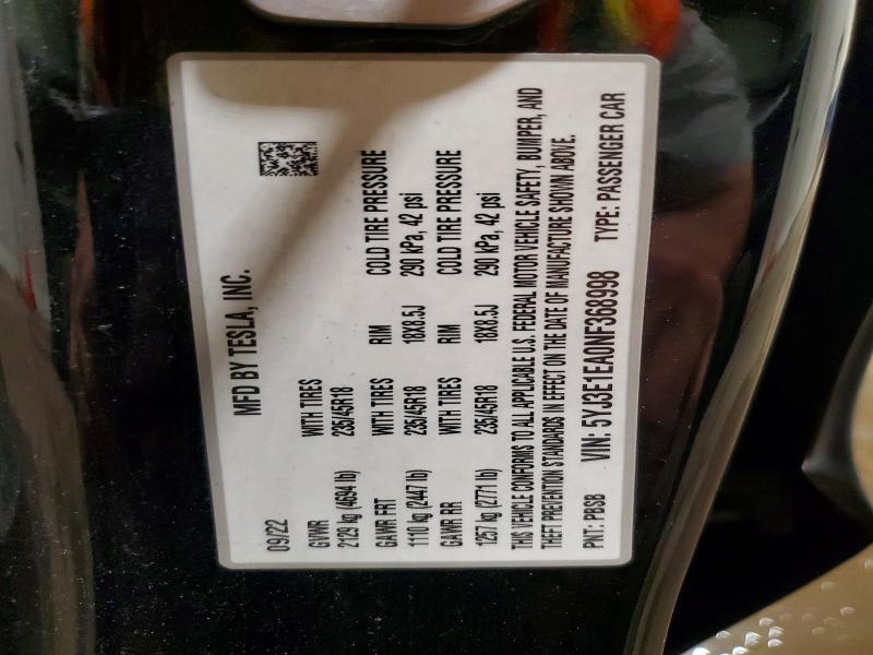 Продаж на аукціоні авто 2022 Tesla Model 3, vin: 5YJ3E1EA0NF368998, номер лоту: 57307016