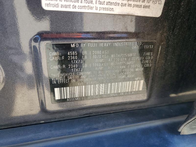 57591906 :رقم المزاد ، 4S4BRBCC0C3226201 vin ، 2012 Subaru Outback مزاد بيع