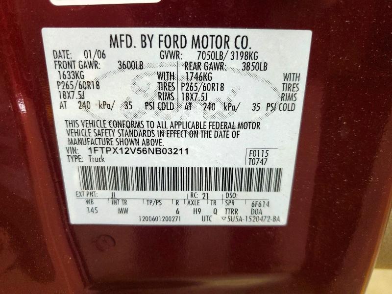 Продажа на аукционе авто 2006 Ford F150, vin: 1FTPX12V56NB03211, номер лота: 55744066