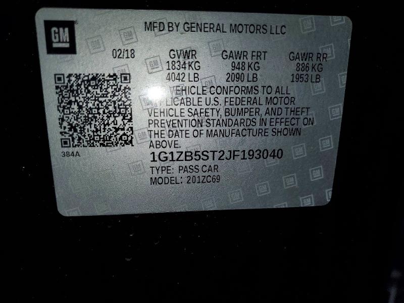 Aukcja sprzedaży 2018 Chevrolet Malibu, vin: 1G1ZB5ST2JF193040, numer aukcji: 55665656