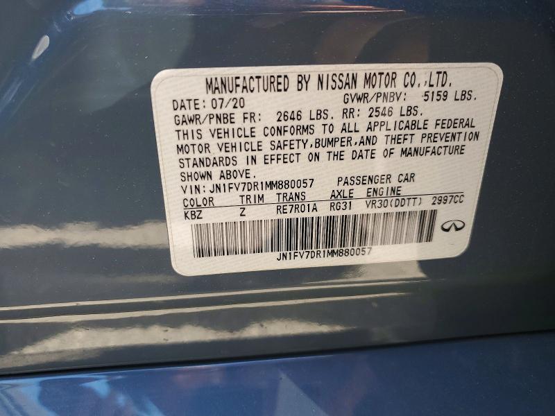 Aukcja sprzedaży 2021 Infiniti Q50, vin: JN1FV7DR1MM880057, numer aukcji: 53559436