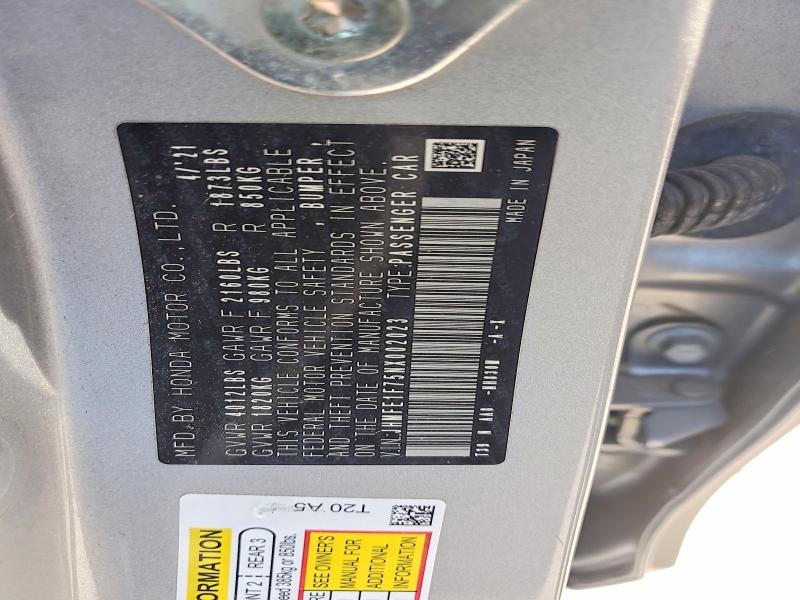 56588226 :رقم المزاد ، JHMFE1F75NX002023 vin ، 2022 Honda Civic مزاد بيع