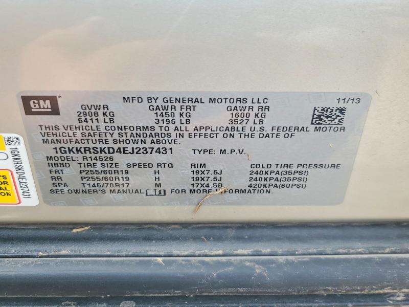 Aukcja sprzedaży 2014 Gmc Acadia, vin: 1GKKRSKD4EJ237431, numer aukcji: 56852376