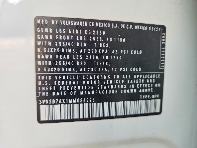 59319356 :رقم المزاد ، 3VV3B7AX1MM084975 vin ، 2021 Volkswagen Tiguan مزاد بيع