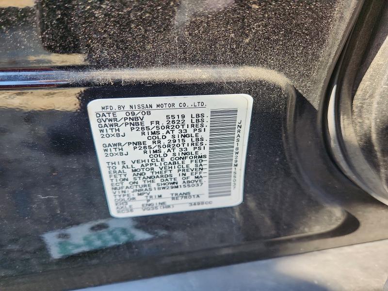 59091796 :رقم المزاد ، JNRAS18W29M155037 vin ، 2009 Infiniti Fx35 مزاد بيع