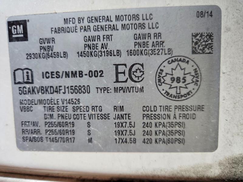 Продаж на аукціоні авто 2015 Buick Enclave, vin: 5GAKVBKD4FJ156830, номер лоту: 56668986