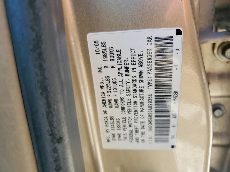 Продаж на аукціоні авто 2006 Honda Accord, vin: 1HGCM56826A029354, номер лоту: 59230586