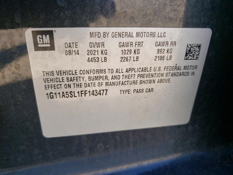 Aukcja sprzedaży 2015 Chevrolet Malibu, vin: 1G11A5SL1FF143477, numer aukcji: 57257216