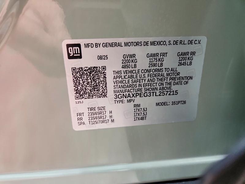 Продаж на аукціоні авто 2026 Chevrolet Equinox, vin: 3GNAXPEG3TL257215, номер лоту: 57825476
