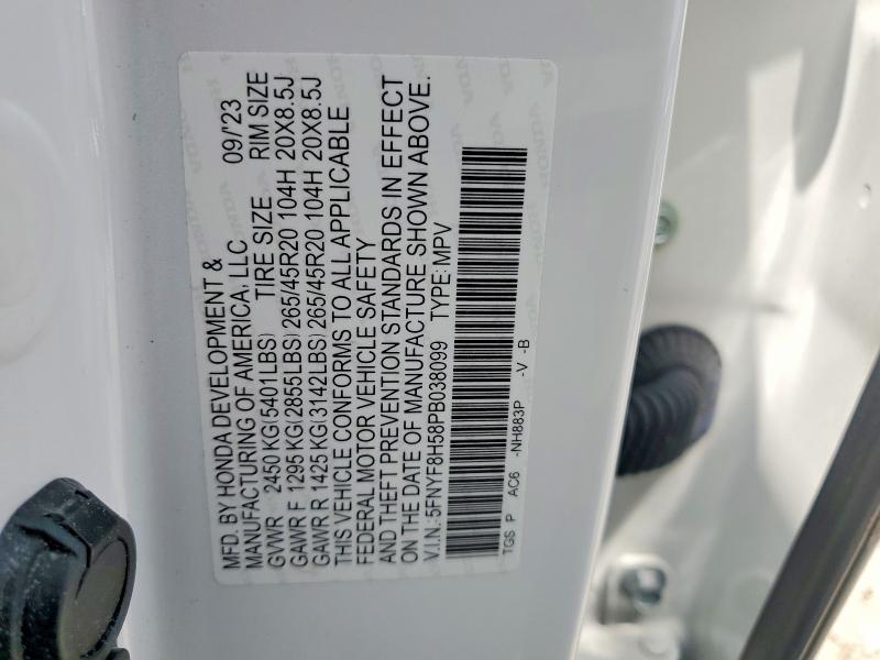 2023 Honda Passport მანქანა იყიდება აუქციონზე, vin: 5FNYF8H58PB038099, აუქციონის ნომერი: 55645666