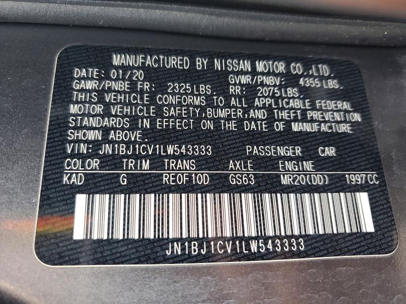 Продаж на аукціоні авто 2020 Nissan Rogue Sport, vin: JN1BJ1CV1LW543333, номер лоту: 58130986