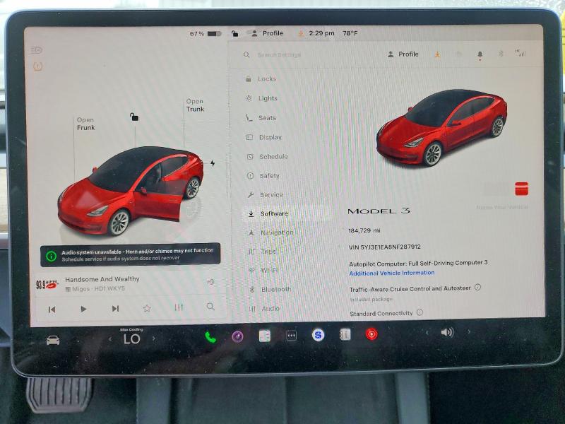 57622386 :رقم المزاد ، 5YJ3E1EA8NF287912 vin ، 2022 Tesla Model 3 مزاد بيع