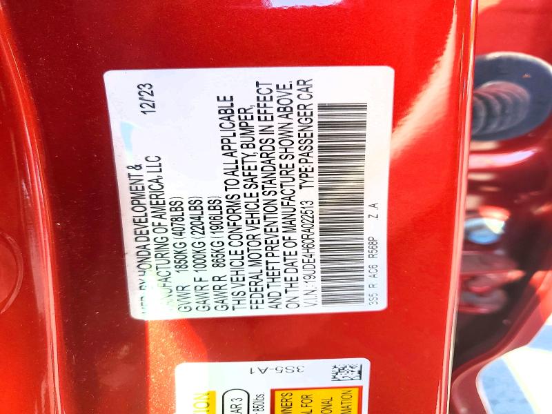 2024 Acura Integra მანქანა იყიდება აუქციონზე, vin: 19UDE4H60RA022513, აუქციონის ნომერი: 56268226