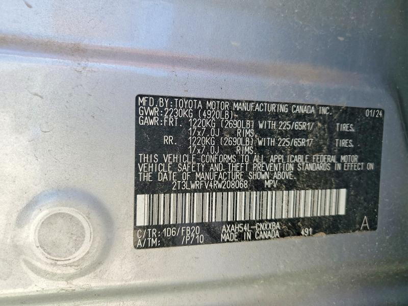 Продаж на аукціоні авто 2024 Toyota Rav4, vin: 2T3LWRFV4RW208068, номер лоту: 58930356