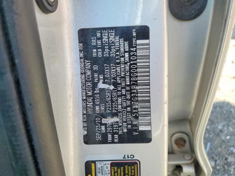 56900386 :رقم المزاد ، 5XYZG3AB7BG001034 vin ، 2011 Hyundai Santa Fe مزاد بيع