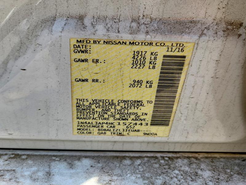 Продажа на аукционе авто 2017 Nissan Altima, vin: 1N4AL3AP4HC157443, номер лота: 57029266
