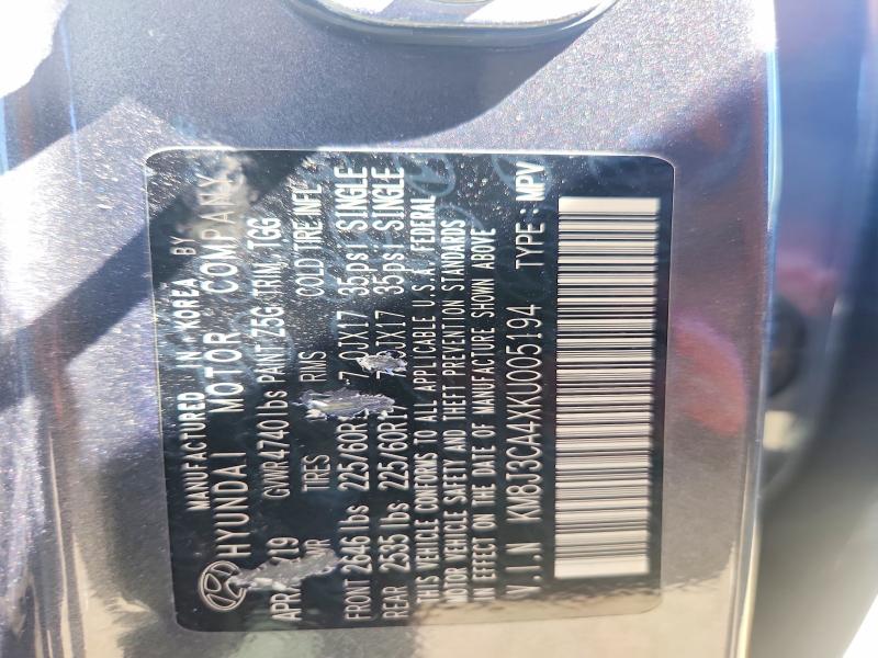 56003906 :رقم المزاد ، KM8J3CA4XKU005194 vin ، 2019 Hyundai Tucson مزاد بيع