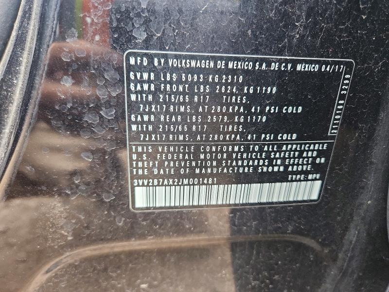 Aukcja sprzedaży 2018 Volkswagen Tiguan, vin: 3VV2B7AX2JM001481, numer aukcji: 57519046